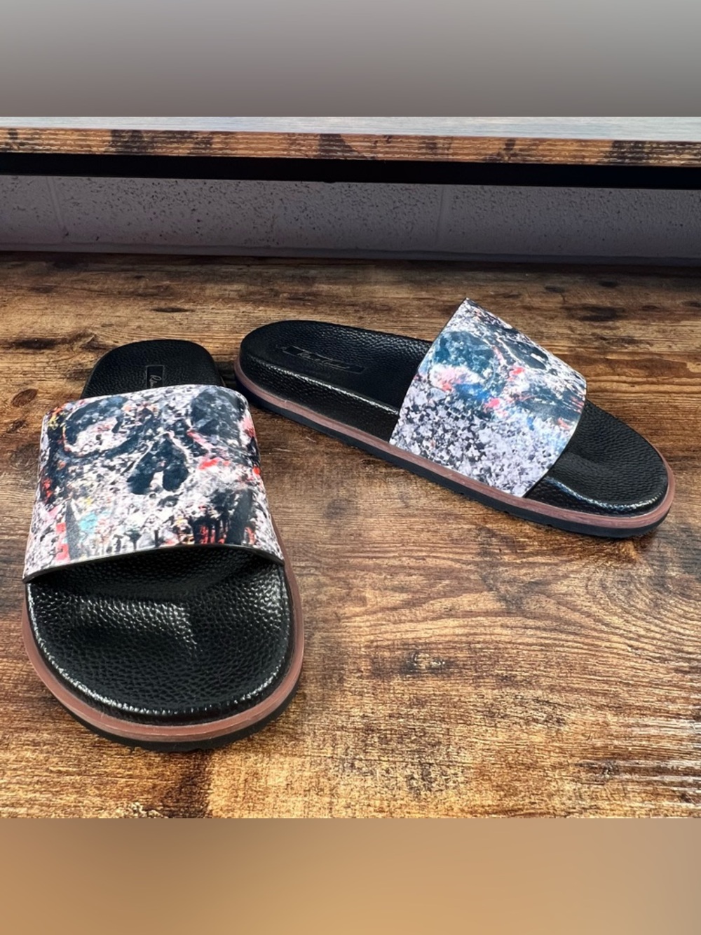 Robert Graham Skull Dock‎ Slides Casual Beach Summer Black Men's 9